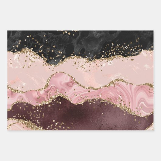 elegant faux glitter agate-patroon Verpakkingspapi Inpakpapier Vel (Voorkant)
