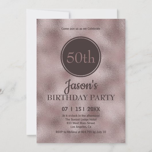 Elegant Faux Glitter Birthday Uitnodiging (Voorkant)