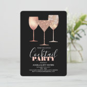 Elegant Faux Glitter Cocktail Party Kaart (Staand voorkant)