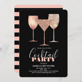 Elegant Faux Glitter Cocktail Party Kaart