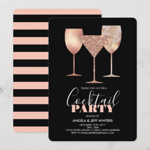 Elegant Faux Glitter Cocktail Party Kaart