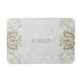 Elegant Faux Glitter en Gold Floral Lace Swirl Badmat (Voorkant)