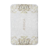 Elegant Faux Glitter en Gold Floral Lace Swirl Badmat (Voorkant Verticaal)