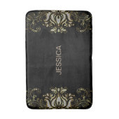 Elegant Faux Glitter en Gold Floral Lace Swirl Badmat (Voorkant Verticaal)