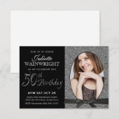 Elegant Faux Glitter Foto 50th Birthday Party Kaart (Voorkant / Achterkant)