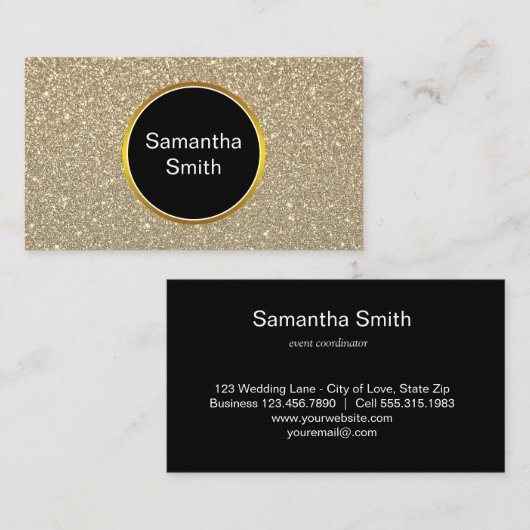 Elegant Faux Glitter Gold Event Planner Visitekaartje (Voorkant / Achterkant)