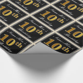 Elegant, Faux Gold 10th Birthday + Eigen naam Cadeaupapier (Hoek)