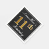 Elegant, Faux Gold 11th Birthday + Eigen naam Servet (Hoek)