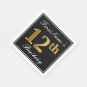 Elegant, Faux Gold 12th Birthday + Eigen naam Servet (Hoek)