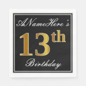 Elegant, Faux Gold 13e verjaardag + aangepaste naa Servetten (Voorkant)
