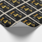 Elegant, Faux Gold 14th Birthday + Eigen naam Cadeaupapier (Hoek)