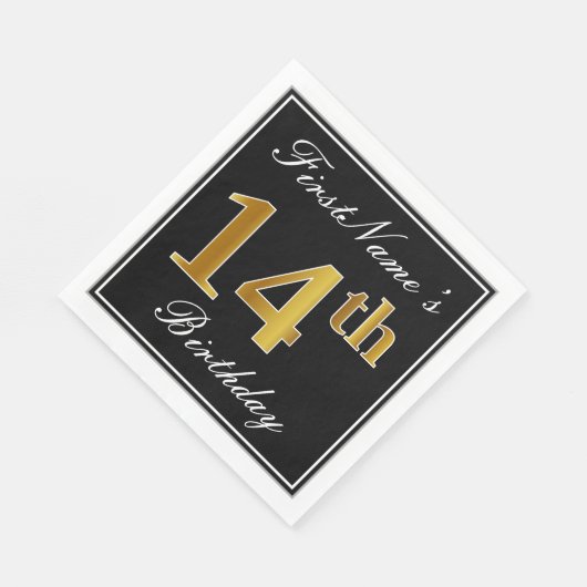 Elegant, Faux Gold 14th Birthday + Eigen naam Servet (Hoek)