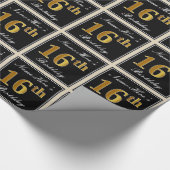 Elegant, Faux Gold 16th Birthday + Eigen naam Cadeaupapier (Hoek)