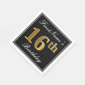 Elegant, Faux Gold 16th Birthday + Eigen naam Servet (Hoek)