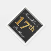 Elegant, Faux Gold 17th Birthday + Eigen naam Servet (Hoek)