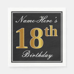 Elegant, Faux Gold 18th Birthday + aangepaste naam Servetten