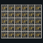 Elegant, Faux Gold 18th Birthday Eigen naam Cadeaupapier<br><div class="desc">Dit eenvoudige en elegante ontwerp van verpakkingspapier bevat een gepersonaliseerd bericht zoals "ANamehere's 18th Birthday" (met de "18th" met een faux-/imitatievoudenachtige kleur) binnen een zwart-gekleurd vierkant gebied met een eenvoudige omtrek. De naam is in een elegante wit-gekleurde manuscript-als tekst, en kan worden gepersonaliseerd. Een dergelijk artikel kan misschien gebruikt worden...</div>