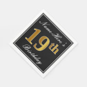 Elegant, Faux Gold 19th Birthday + Eigen naam Servet (Hoek)