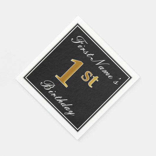 Elegant, Faux Gold 1st Birthday + Eigen naam Servetten (Hoek)