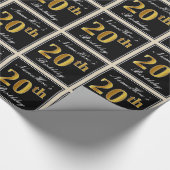 Elegant, Faux Gold 20th Birthday + Eigen naam Cadeaupapier (Hoek)