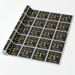Elegant, Faux Gold 21st Birthday   Eigen naam Cadeaupapier<br><div class="desc">Dit eenvoudige en elegante wikkelpapierontwerp heeft een gepersonaliseerde boodschap zoals "FirstName’s 21st Birthday" (met de "21st" met een faux/imitatie goud-achtige kleurlook) binnen een zwart-gekleurd vierkant met een eenvoudige randomtrek. De naam is in een elegante wit-gekleurde script-achtige tekst, en kan worden gepersonaliseerd. Dit soort inpakpapier kan misschien gebruikt worden om verjaardagscadeaus...</div>
