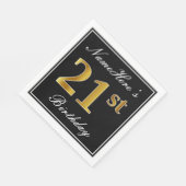 Elegant, Faux Gold 21st Birthday + Eigen naam Servet (Hoek)