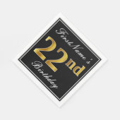 Elegant, Faux Gold 22e verjaardag + Eigen naam Servet (Hoek)