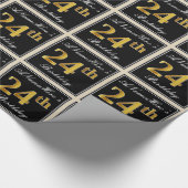 Elegant, Faux Gold 24th Birthday + Eigen naam Cadeaupapier (Hoek)