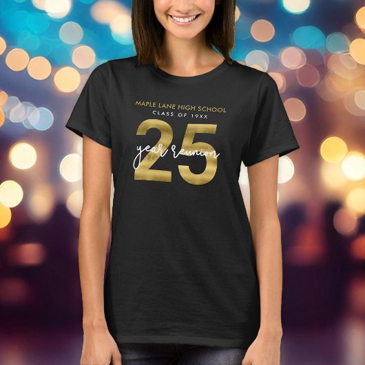 Elegant Faux Gold 25-jarige reünie T-shirt