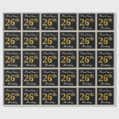 Elegant, Faux Gold 26th Birthday + Eigen naam Cadeaupapier (Vlak)