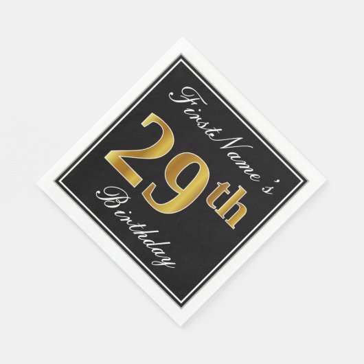 Elegant, Faux Gold 29th Birthday + Eigen naam Servet (Hoek)