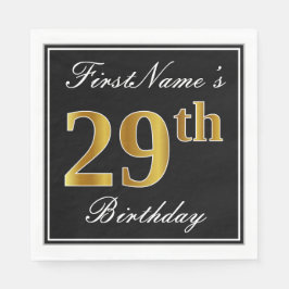 Elegant, Faux Gold 29th Birthday + Eigen naam Servet