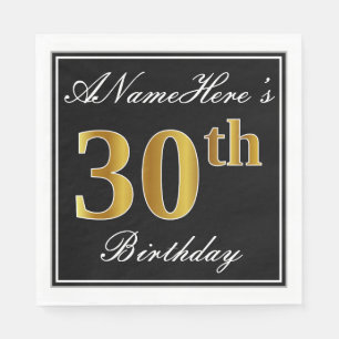 Elegant, Faux Gold 30th Birthday + aangepaste naam Servetten