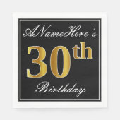 Elegant, Faux Gold 30th Birthday + Eigen naam Servetten (Voorkant)