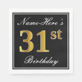Elegant, Faux Gold 31st Birthday + Eigen naam Servet (Voorkant)