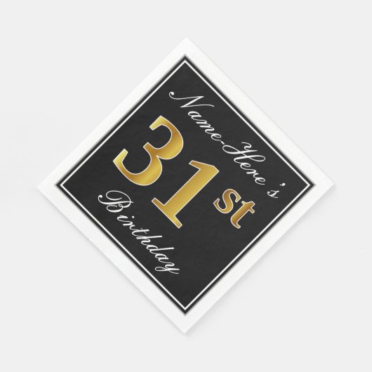 Elegant, Faux Gold 31st Birthday + Eigen naam Servet (Hoek)