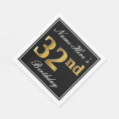 Elegant, Faux Gold 32e verjaardag + Eigen naam Servet (Hoek)