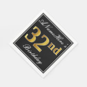 Elegant, Faux Gold 32e verjaardag + Eigen naam Servet (Hoek)