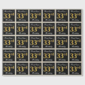 Elegant, Faux Gold 33rd Birthday + Eigen naam Cadeaupapier (Vlak)