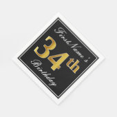 Elegant, Faux Gold 34th Birthday + Eigen naam Servet (Hoek)