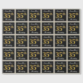Elegant, Faux Gold 35th Birthday + Eigen naam Cadeaupapier (Vlak)
