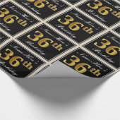 Elegant, Faux Gold 36th Birthday + Eigen naam Cadeaupapier (Hoek)
