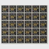 Elegant, Faux Gold 36th Birthday + Eigen naam Cadeaupapier (Vlak)