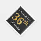 Elegant, Faux Gold 36th Birthday + Eigen naam Servet (Hoek)