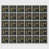 Elegant, Faux Gold 37th Birthday + Eigen naam Cadeaupapier (Vlak)