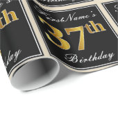 Elegant, Faux Gold 37th Birthday + Eigen naam Cadeaupapier (Rol Hoek)