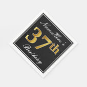 Elegant, Faux Gold 37th Birthday + Eigen naam Servet (Hoek)