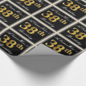 Elegant, Faux Gold 38th Birthday + Eigen naam Cadeaupapier (Hoek)