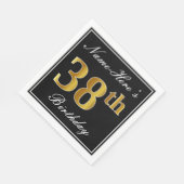 Elegant, Faux Gold 38th Birthday + Eigen naam Servet (Hoek)