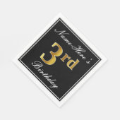 Elegant, Faux Gold 3rd Birthday + Eigen naam Servetten (Hoek)